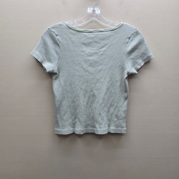 Brandy Melville John Galt Women's Button Up Knit Top Short Sleeve Green One Size - Picture 2 of 5